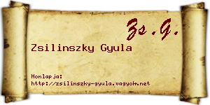 Zsilinszky Gyula névjegykártya